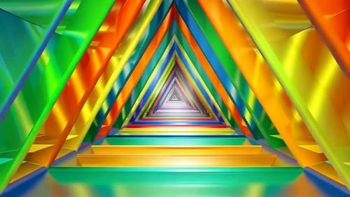 Infinite Rainbow Geometric Triangle Tunnel Loop