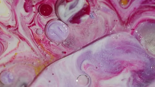 Fluid Bubbles with Red, Purple, and White Colors
