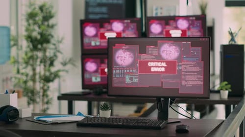 Computer Displaying Critical Error in a Workplace