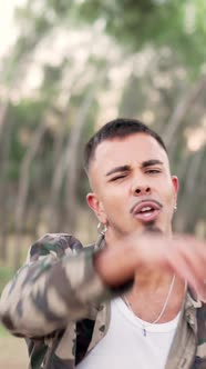 Handsome Caucasian Man Rapping in a Park, People Stock Footage ft. man ...