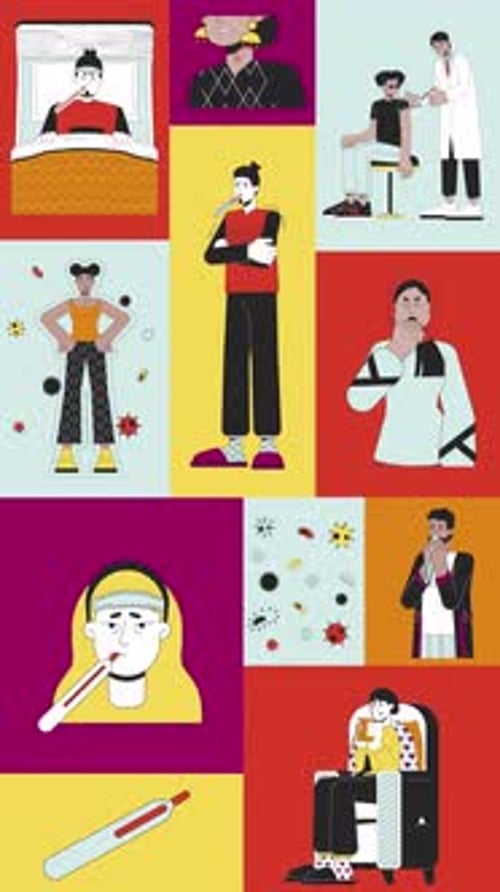 Flat Design Medical Symptoms and Illness Animated Illustrations
