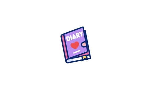 Animated Flat Design Diary Book with Heart Icon