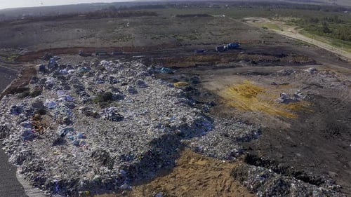 Aerial View of an Open Landfill Dump Site
