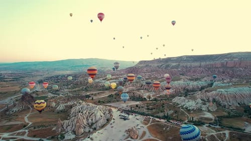 Aerial View of Hot Air Balloons in Cappadocia
