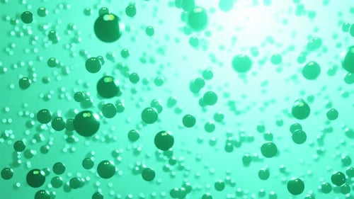 Shiny Green Bubbles Floating Abstract Loop Background