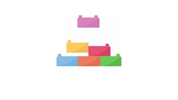 Colorful Building Blocks Assembly Flat Design Animation, Elements ...
