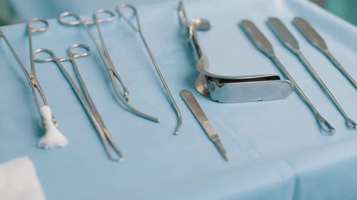 Medical Instruments on Surgical Table Ready for Procedure