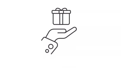 Animated Line Icon: Hand Offering a Gift Box