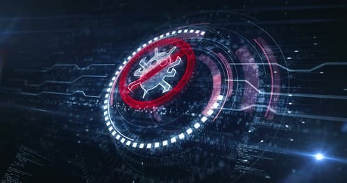 Antivirus cyber security virus detect symbol digital concept loop