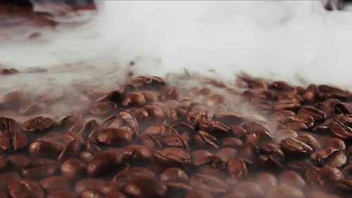 Close Up of Steaming Coffee Beans