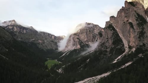 aerial view of a beautiful valley of Dolomite Alps