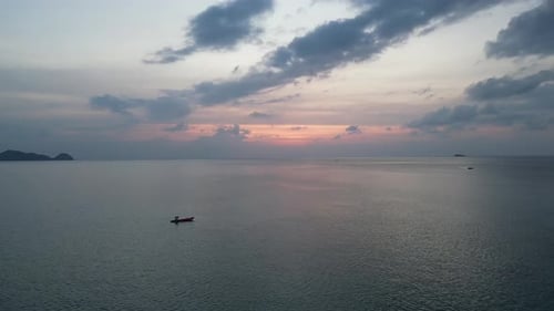 Aerial video of Koh Phangan Thailand Island at sunset