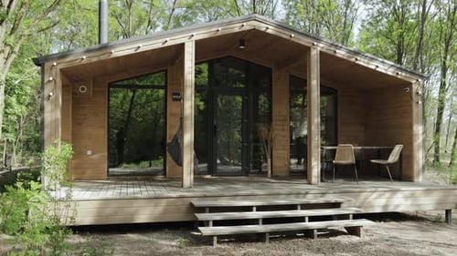 Modern Prefab Cabin in a Wooded Rural Setting