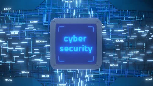 Futuristic Cyber Security Processor with Digital Data Flow Animation