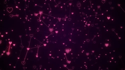 red Heart Icon Animation with plexus network connection.digital futuristic Heart Symbol Abstract