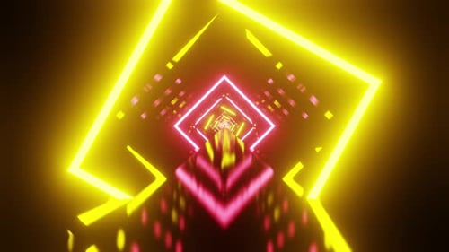 New Sci Fi Tunnel Loop With Yellow And Pink Rhombus Vj Background