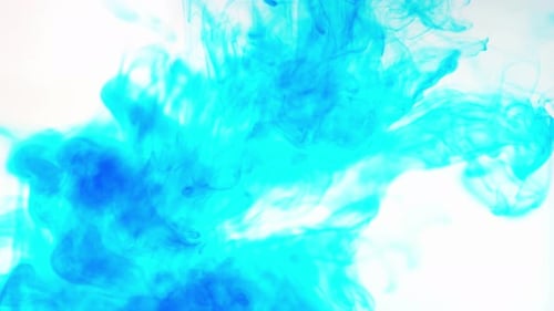 Abstract Blue Ink Swirls on White Background
