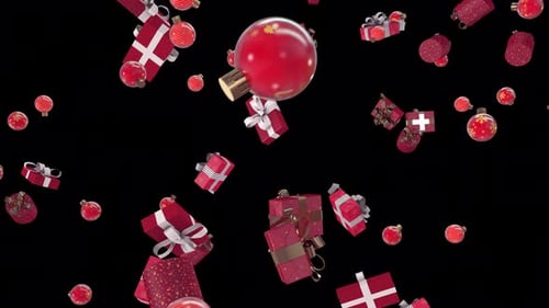 Christmas Gift Box Fall Loop 4K