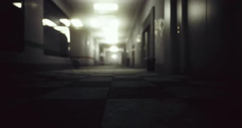 Mysterious Corridor with Dim Lighting in an Abandoned Building