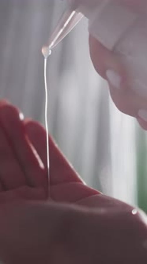 Adult Using Liquid Soap for Hand Hygiene