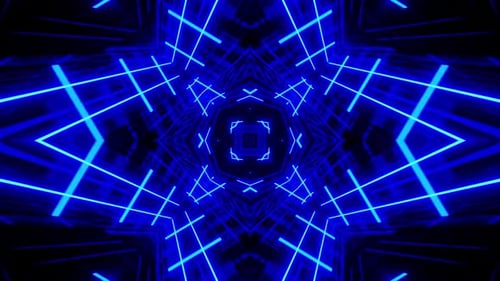 Dynamic blue neon tunnel pulsates with futuristic energy flow