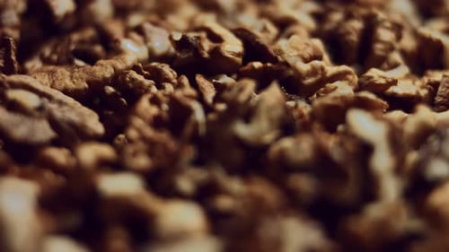 Pile of Shelled Walnuts, Macro Shot