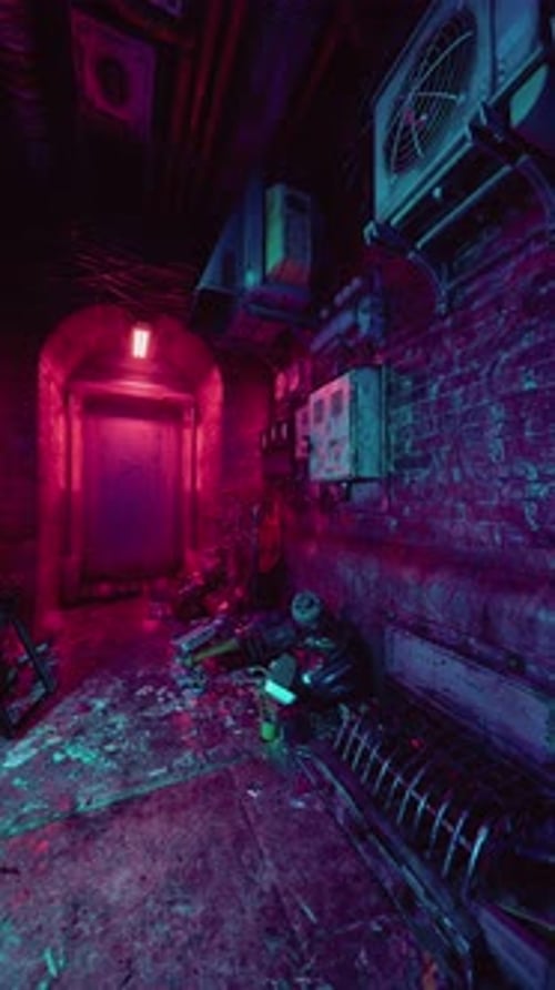 Dim Room With Red Ceiling Light