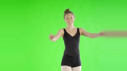 Woman Dancing Gracefully on a Green Screen