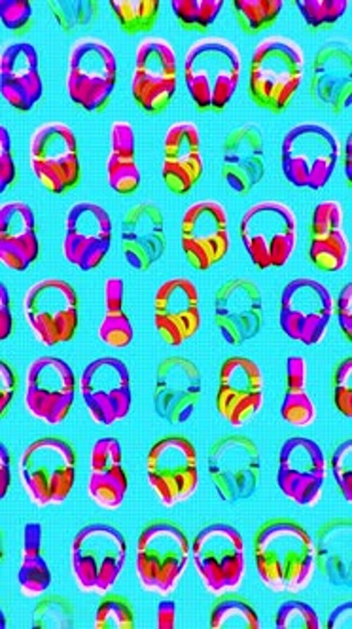 Risograph Style Spinning Headphones Portrait Background