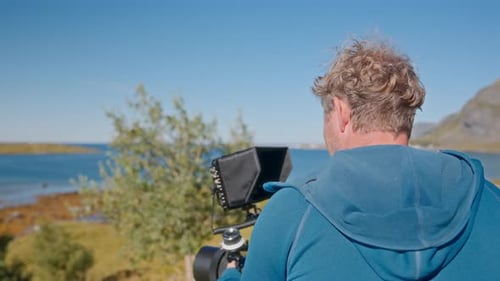 Panoramic View Of A Bridge And Filmmaker