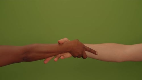 A Hand Reaching Out Gesture Set Against a Vibrant Green Background to Symbolize Connection