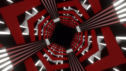 Red And White Neon Endless Arrow Tunnel Background Vj Loop In 4K