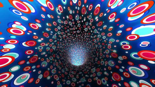 Fond abstrait, cercles amusants, tunnel, toile de fond, résolution 4k, 60 images par seconde