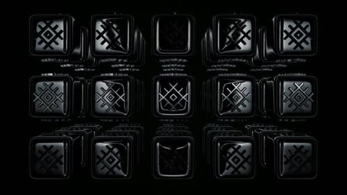 Abstract Grid of Shiny Black Cubes Looping Background