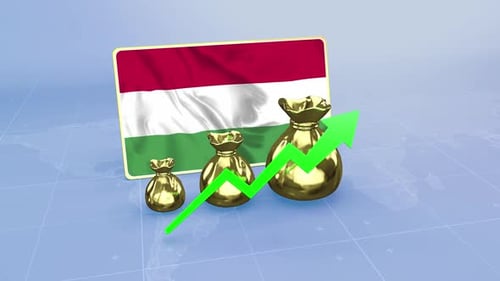 Hungary Economy Growth with Rising Green Arrow Financial Economic Data Infographics