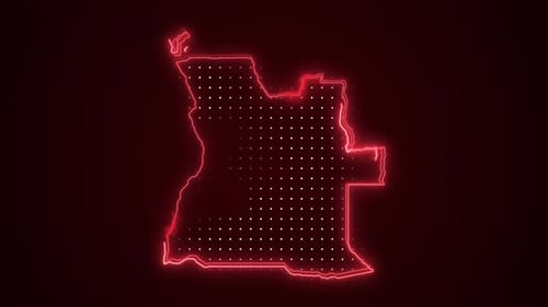 Angola Map Outline with Pulsating Neon Glow