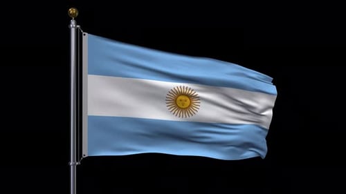 Argentina Flag Waving on Black Background