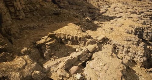 Rock Formations in a Rugged Landscape Reveal Geological History and Texture