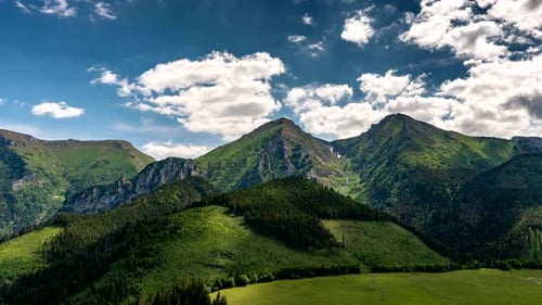 Aerial View of Verdant Mountain Range