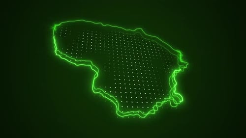 Glowing Neon Outline Digital Map Animation