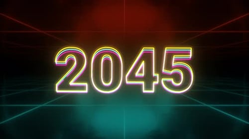 Neon Futuristic Numbers 2045 Reveal Animation