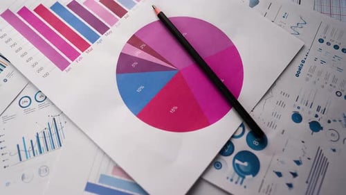 Business Papers Chart Report Laptop Pencil On Table