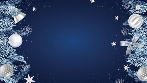 Animated Christmas Border with Snowflakes and Ornaments