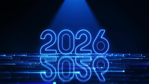 Happy New year 2026. Welcome 2026. electric glow animation. happy new year 2026 animated text