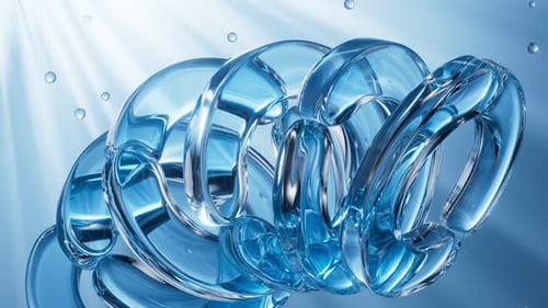 Abstract transparent geometry, glass ring, 3d rendering.