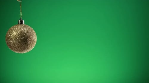 Golden Christmas Ball on Green Screen