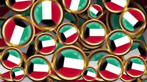Animated Kuwait Flag Icons Loop Background
