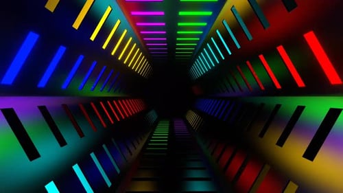 Multicolor Neon Bright Light Hex Tunnel Background Vj Loop In 4K