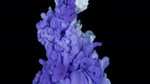 Blue White Ink Paint Top View Blending in the Water in Slow Motion Ink Liquid Underwater on Black