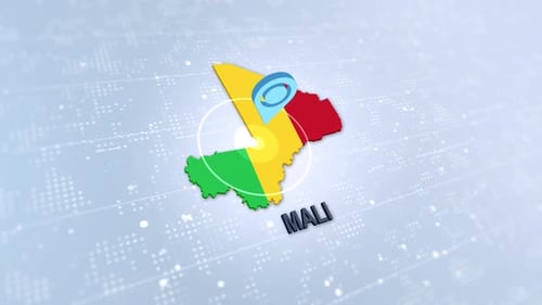 Animated 3D Map of Mali with Flag and Location Pin